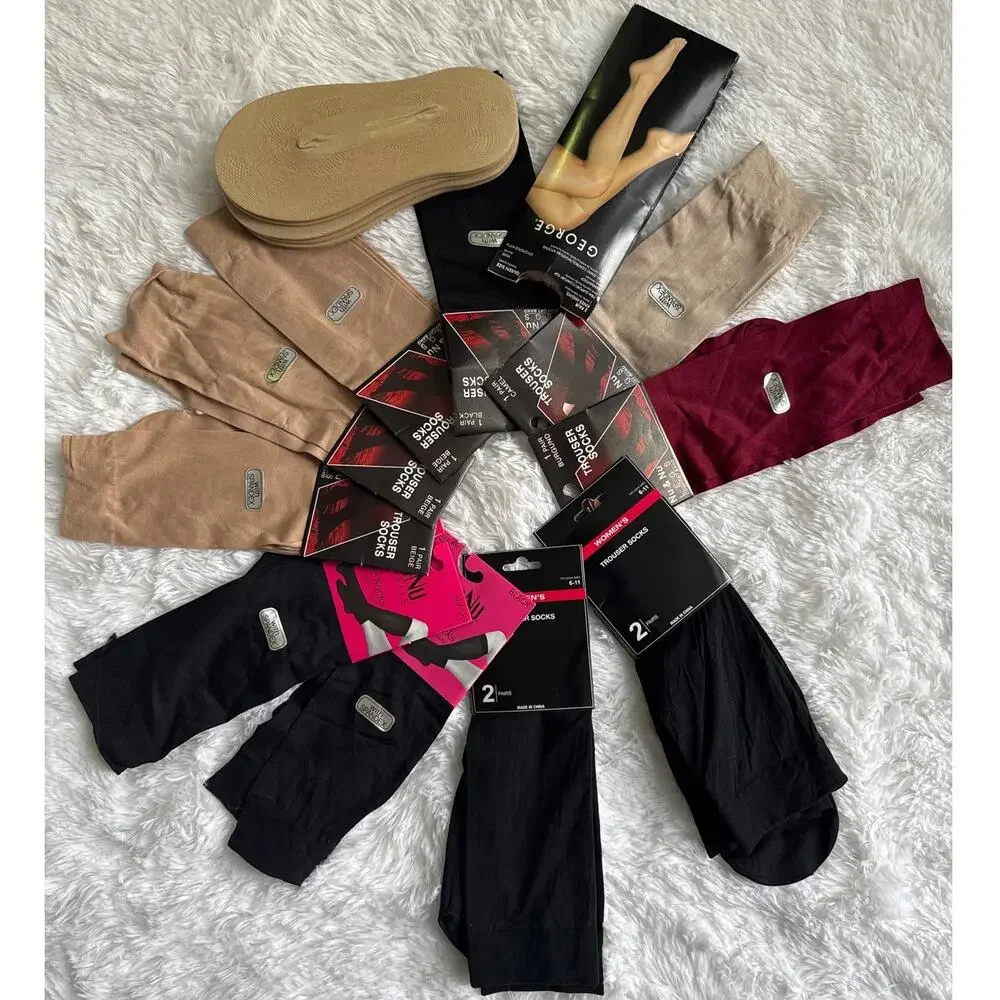 1990s Women’s Hosiery Wardrobe Bundle 19 Pairs Trouser & No Show Socks New 9-11